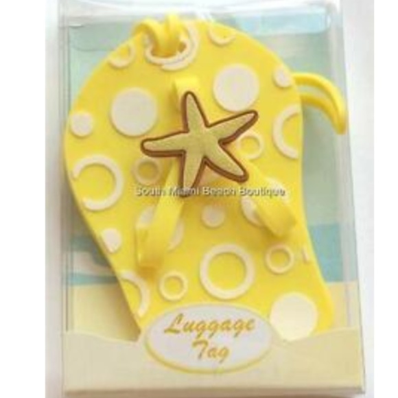 2 TAGS Yellow Starfish Flip Flop Luggage Tag - Picture 3 of 6
